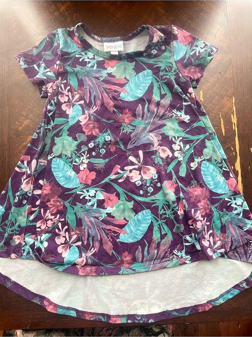 LuLaRoeFloral Girls' Dress Purple & Green Size 2 Like New